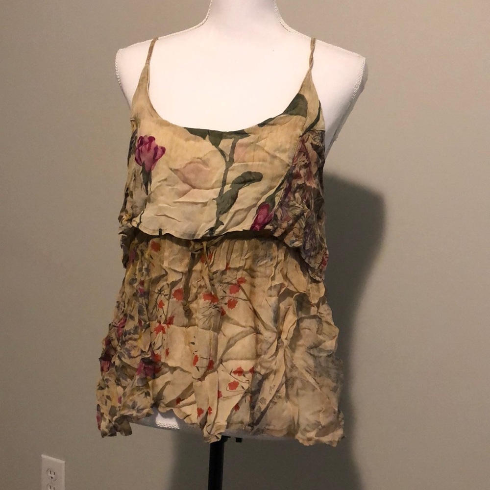 Floral beige tank top